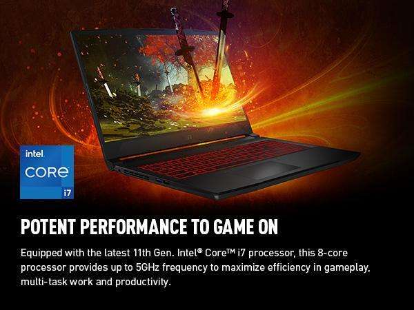 MSI Katana GF66 Gaming Laptop 11th Gen i7 16GB DDR4 512GB SSD GTX 1650 GPU FHD