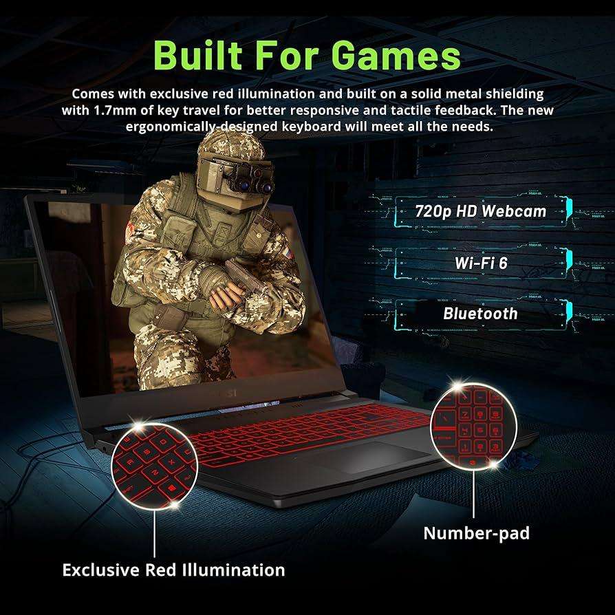 MSI Katana GF66 Gaming Laptop 11th Gen i7 16GB DDR4 512GB SSD GTX 1650 GPU FHD