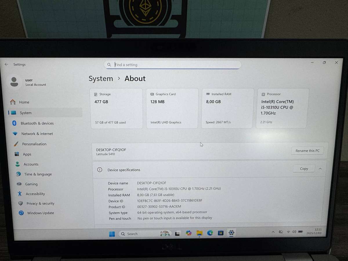 Dell Latitude 5410  i5 10th Gen | 8GB RAM | 512GB SSD | FHD LED Display