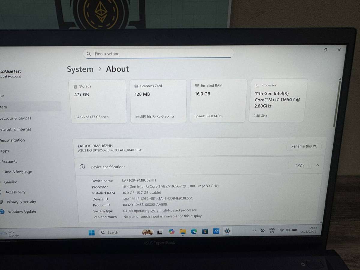  ASUS ExpertBook i7 Laptop | 16GB RAM | 512GB SSD | Fast & Reliable