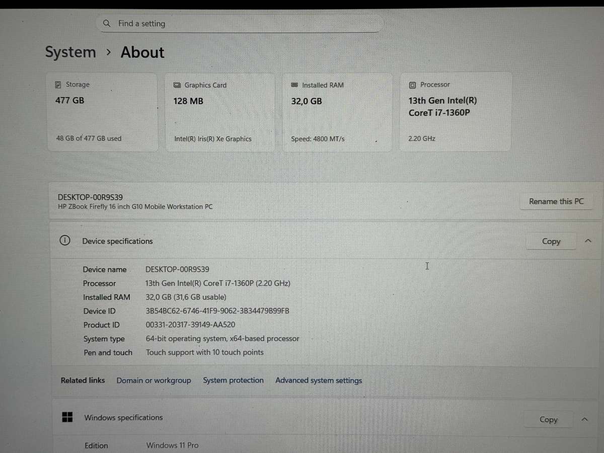  HP ZBook Firefly G10 | i7 13th Gen | 32GB RAM | 16 Touchscreen | 512Gb SSD | New In Box