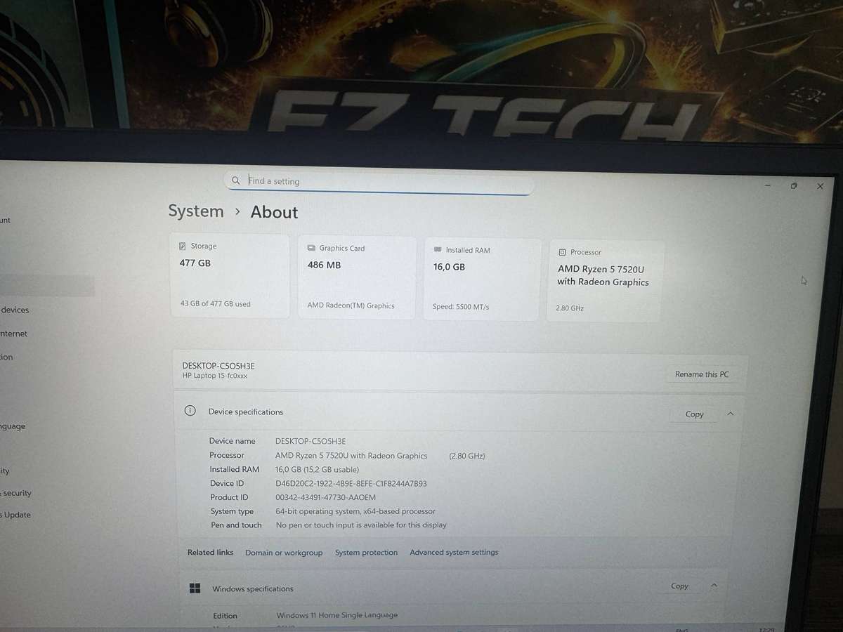 HP 15 Ryzen 5 Laptop | 16GB RAM | 512GB SSD