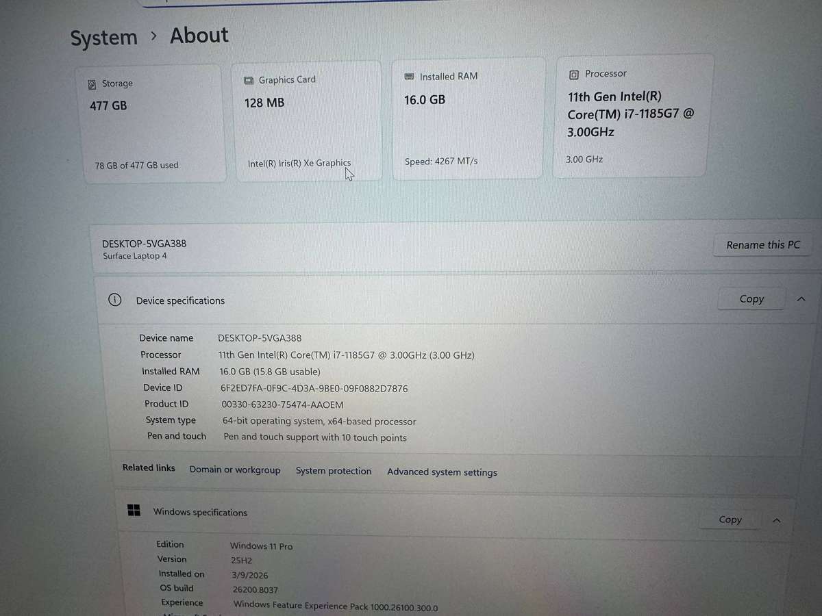 MS Surface Laptop 4  15 Touchscreen | i7 | 16GB RAM | 512GB SSD **Rare Find**
