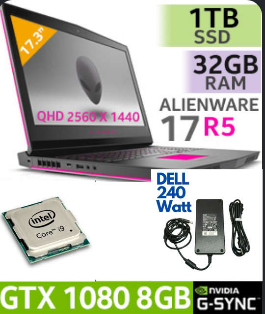 Alienware M17 R5 Intel Core i9 Hexa Core 1TB SSD 32GB DDR4 GTX 1080 8GB 17.3" QHD