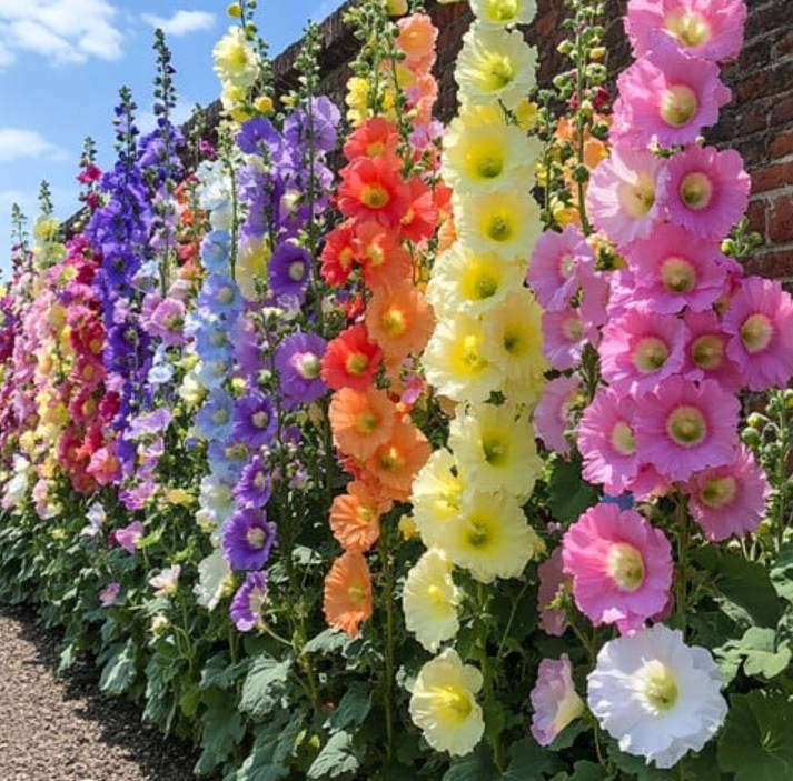HOLLYHOCK  'CARNIVAL'  DOUBLE FLOWER MIX  -  10 SEEDS