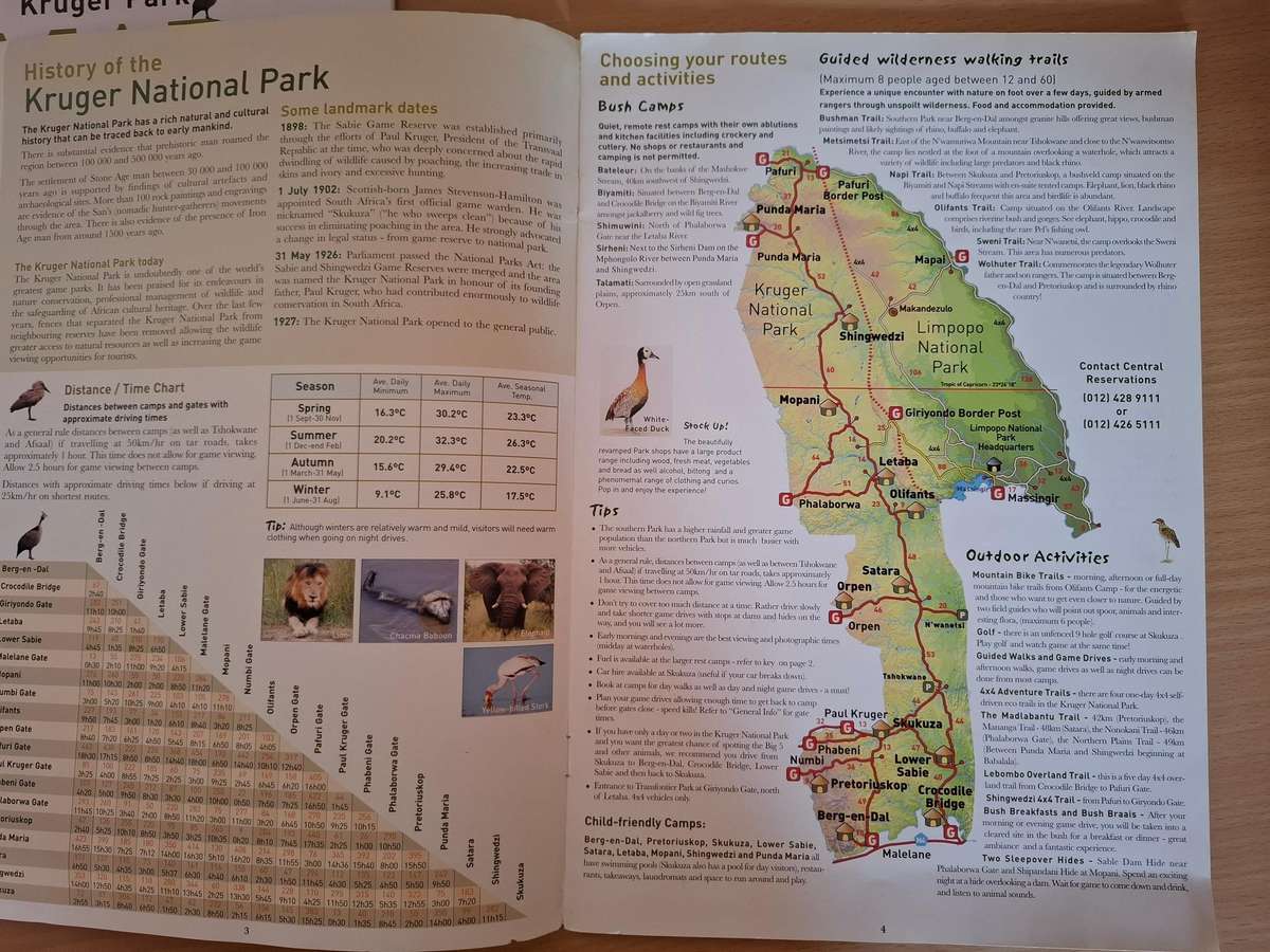 Kruger Park Map - Animal, Bird, Snake Identification