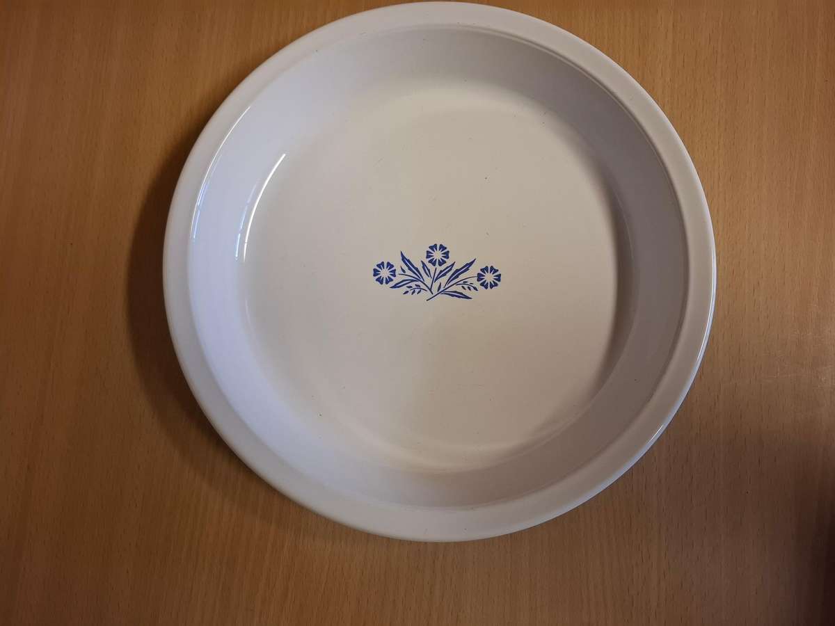 Round Corning Ware Blue Cornflower Flan Dish - width 25cm height 3cm  (Made in USA)