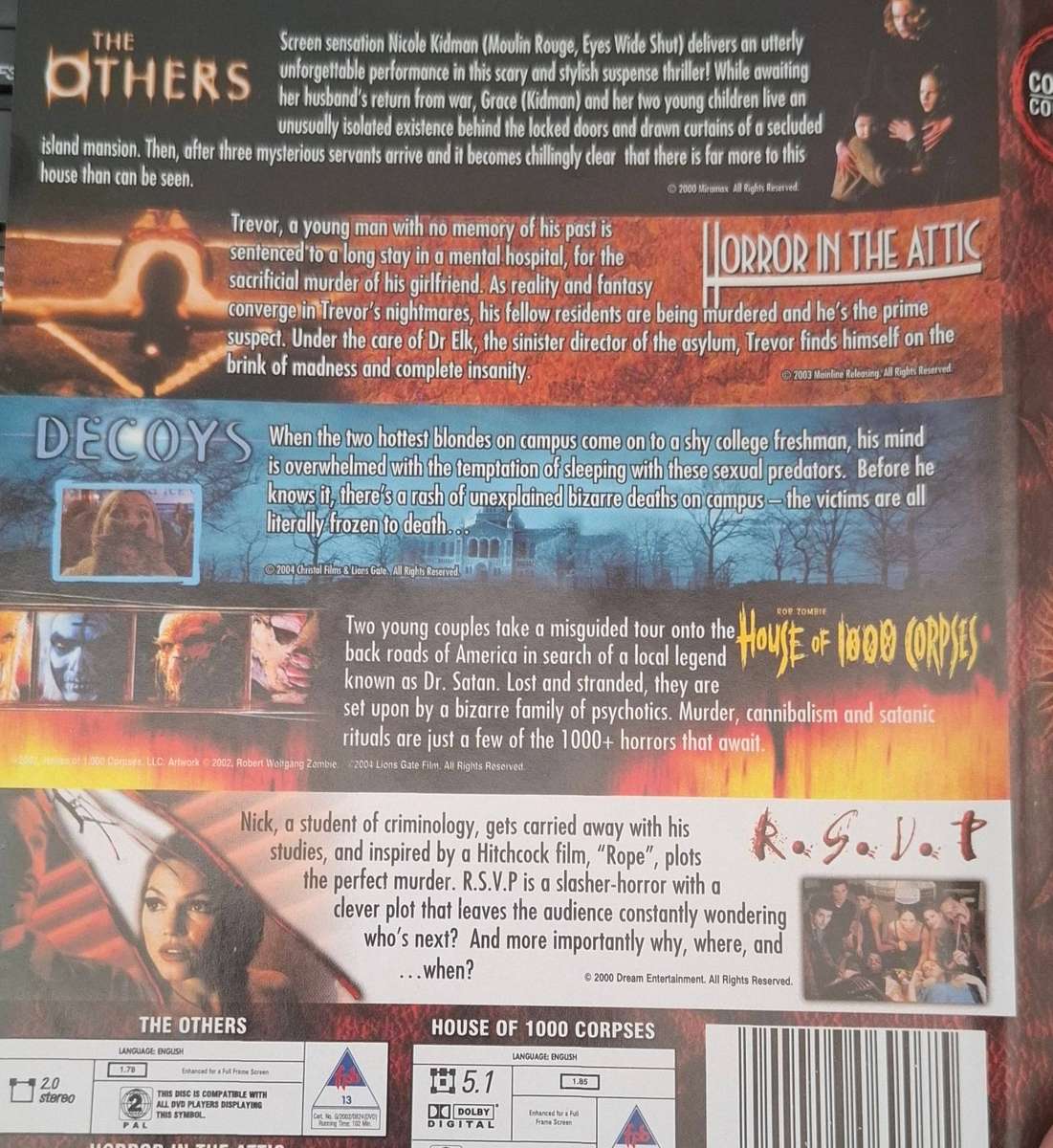 The Others/Horror in the Attic/Decoys/House of 1000 Corpses - Dvd (5 discs)