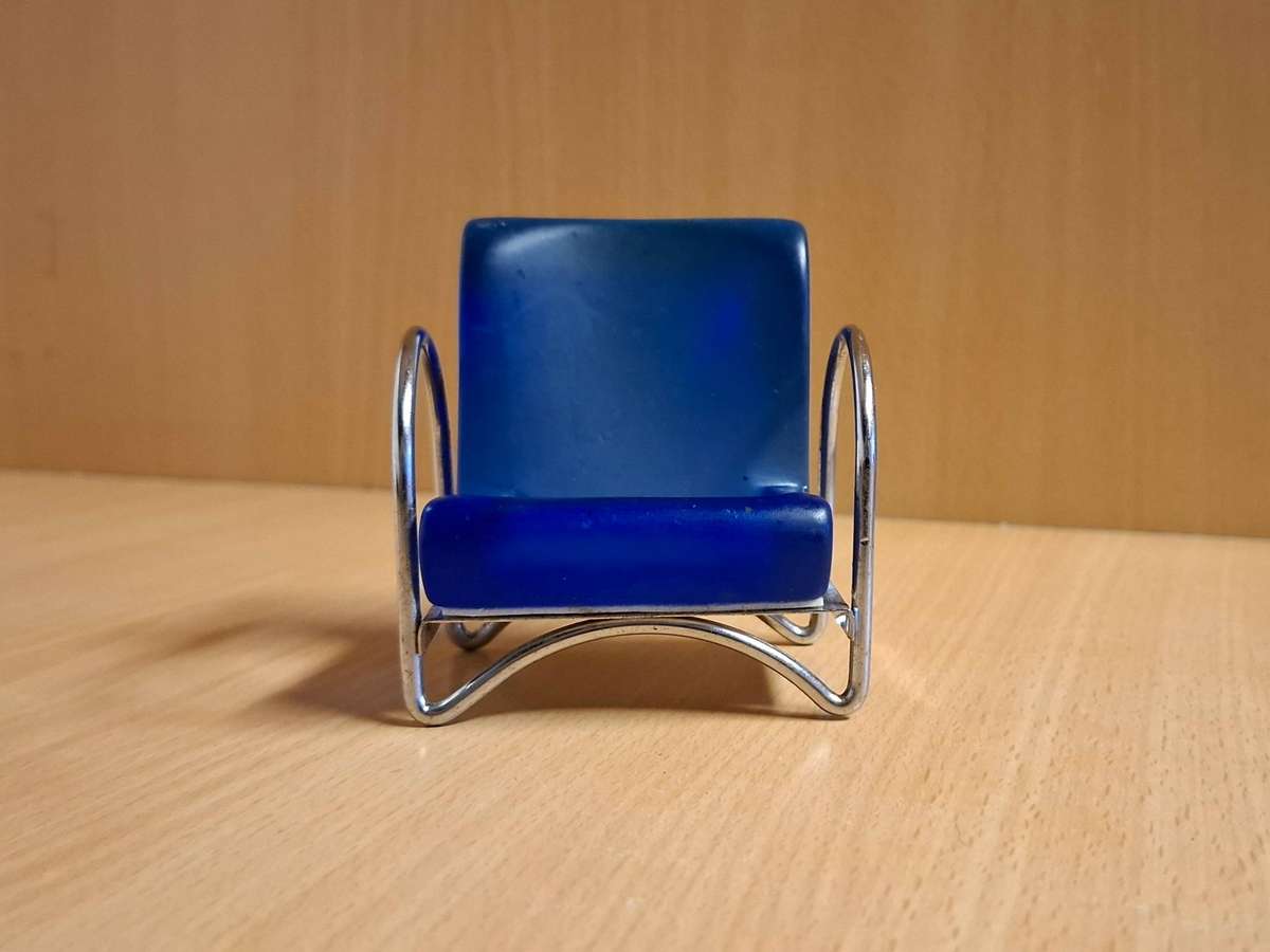 Miniature Blue Armchair - width 7cm height 7cm depth 5cm