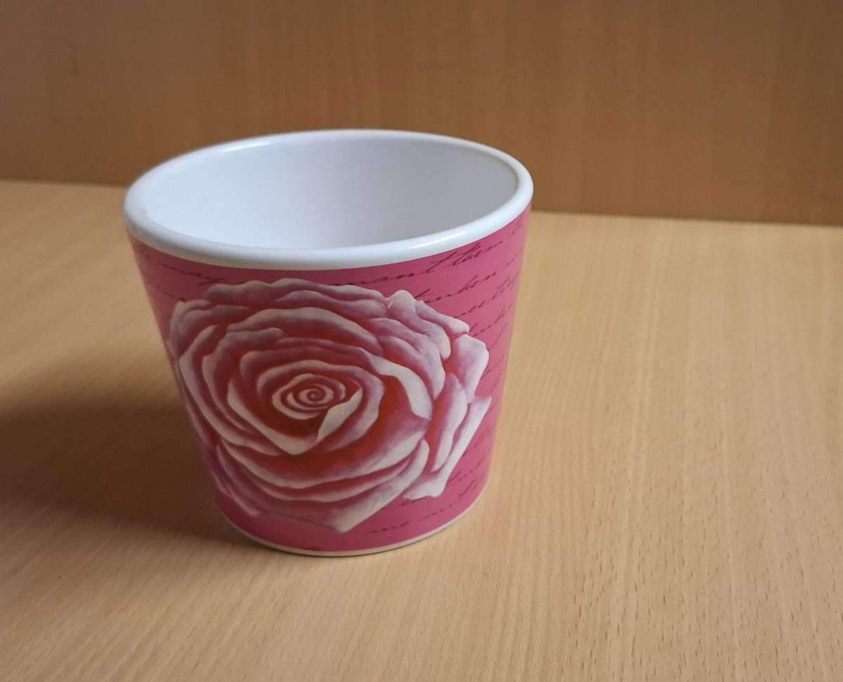 Rose Pattern Ceramic Plant Pot/Planter (height 10cm width 12cm)