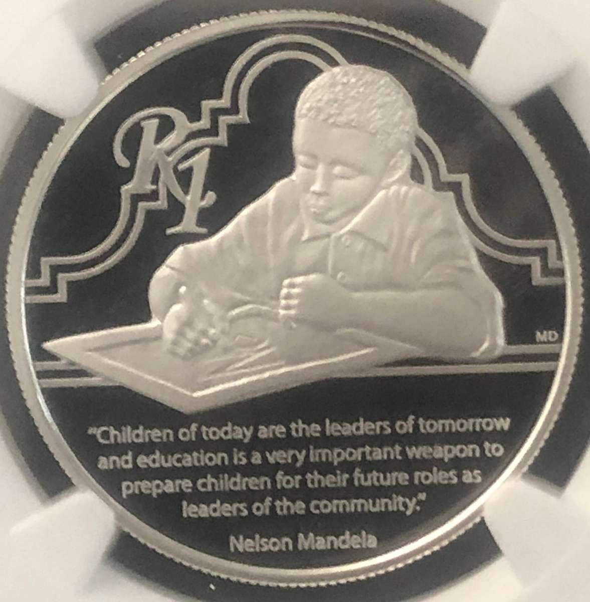 2014 Silver R1 Nelson Mandela Education Coin PF70
