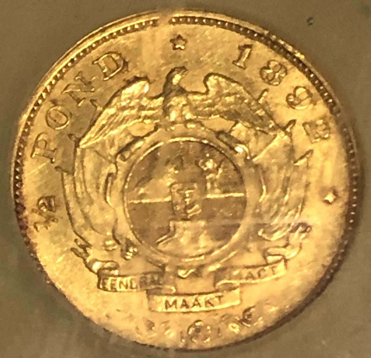 1892 ZAR Gold Half Pond High Grade AU58 -REDUCED