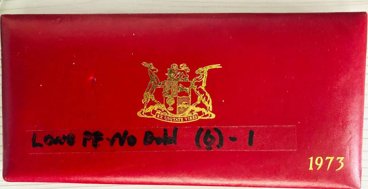 Republic of South Africa 1973 Long Proof Set with Silver R1 2nd Decimal (No gold)