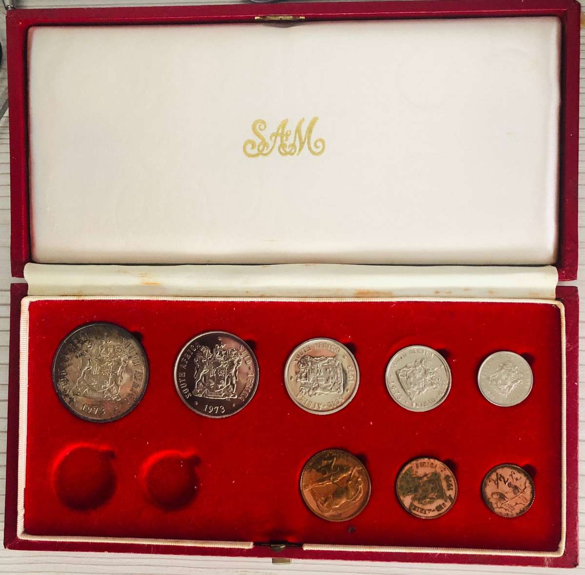 Republic of South Africa 1973 Long Proof Set with Silver R1 2nd Decimal (No gold)