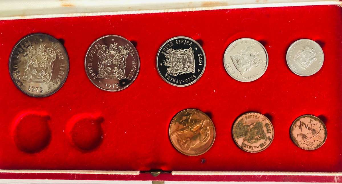 Republic of South Africa 1973 Long Proof Set with Silver R1 2nd Decimal (No gold)