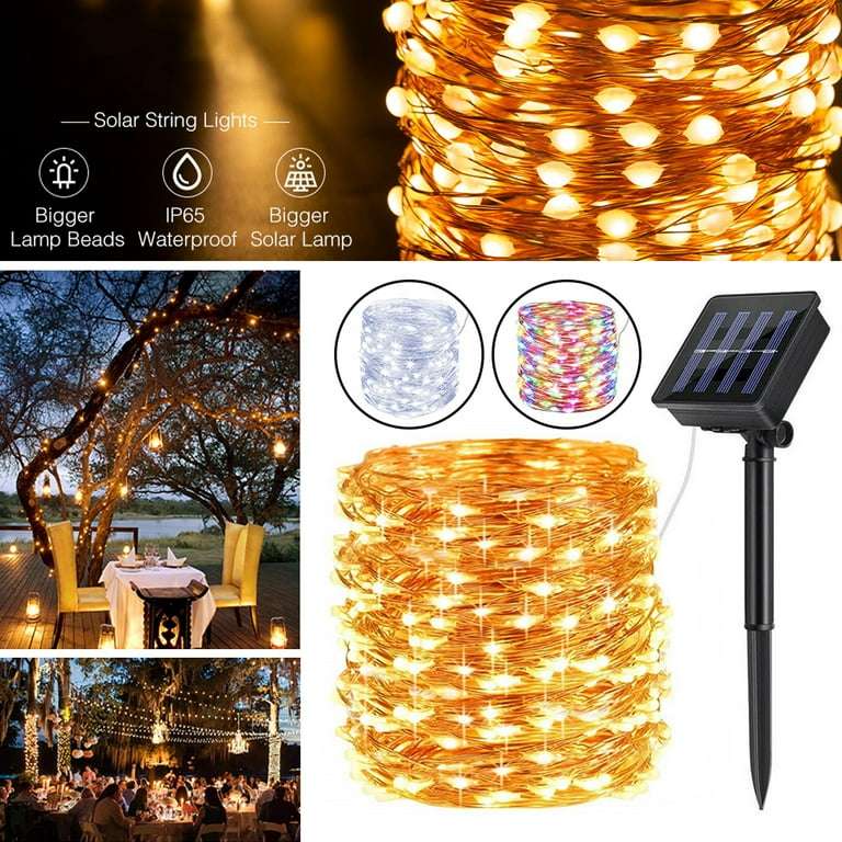 10M Outdoor Solar LED Light Waterproof Copper Wire Fairy Light Balcony Garden Decorative Trees
