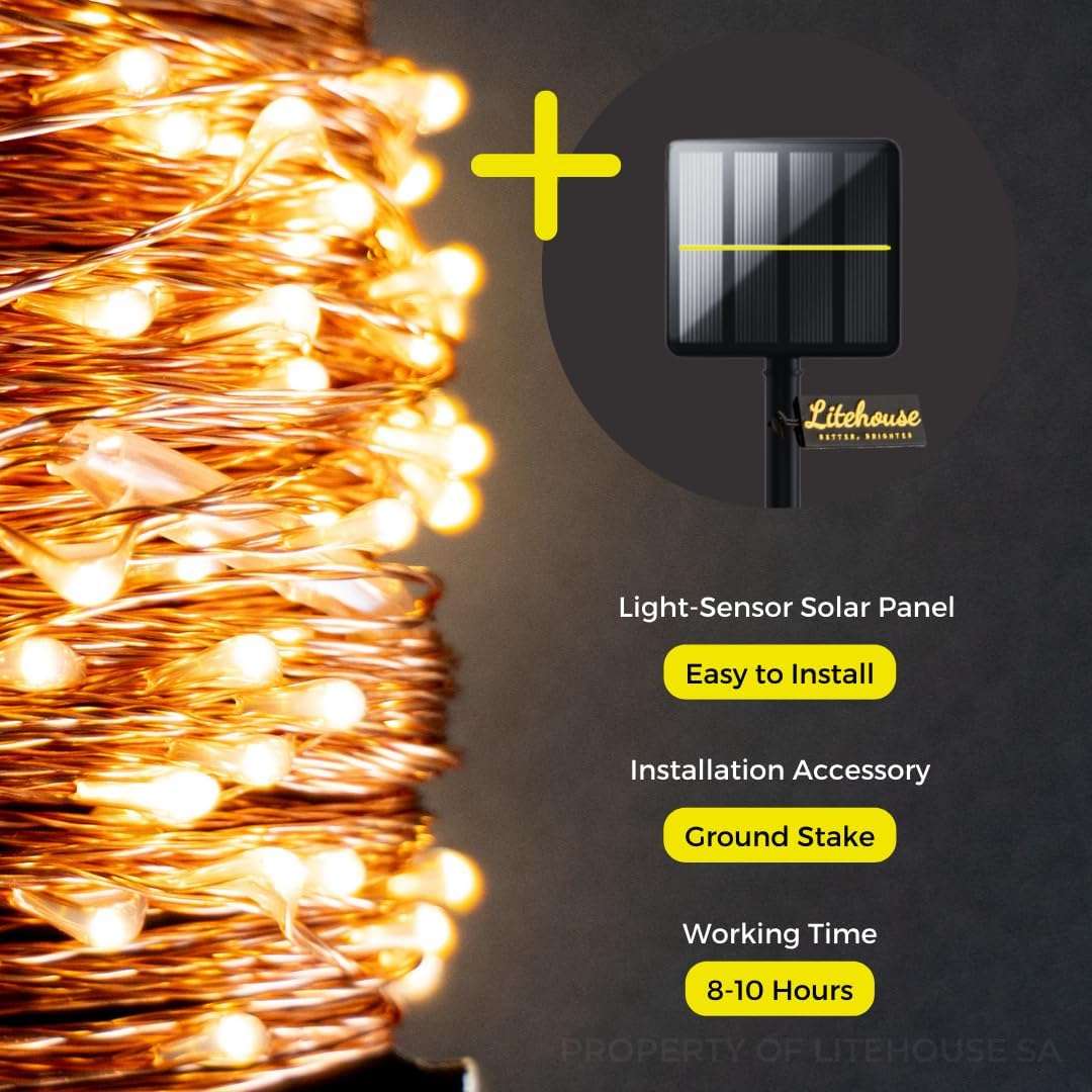10M Outdoor Solar LED Light Waterproof Copper Wire Fairy Light Balcony Garden Decorative Trees