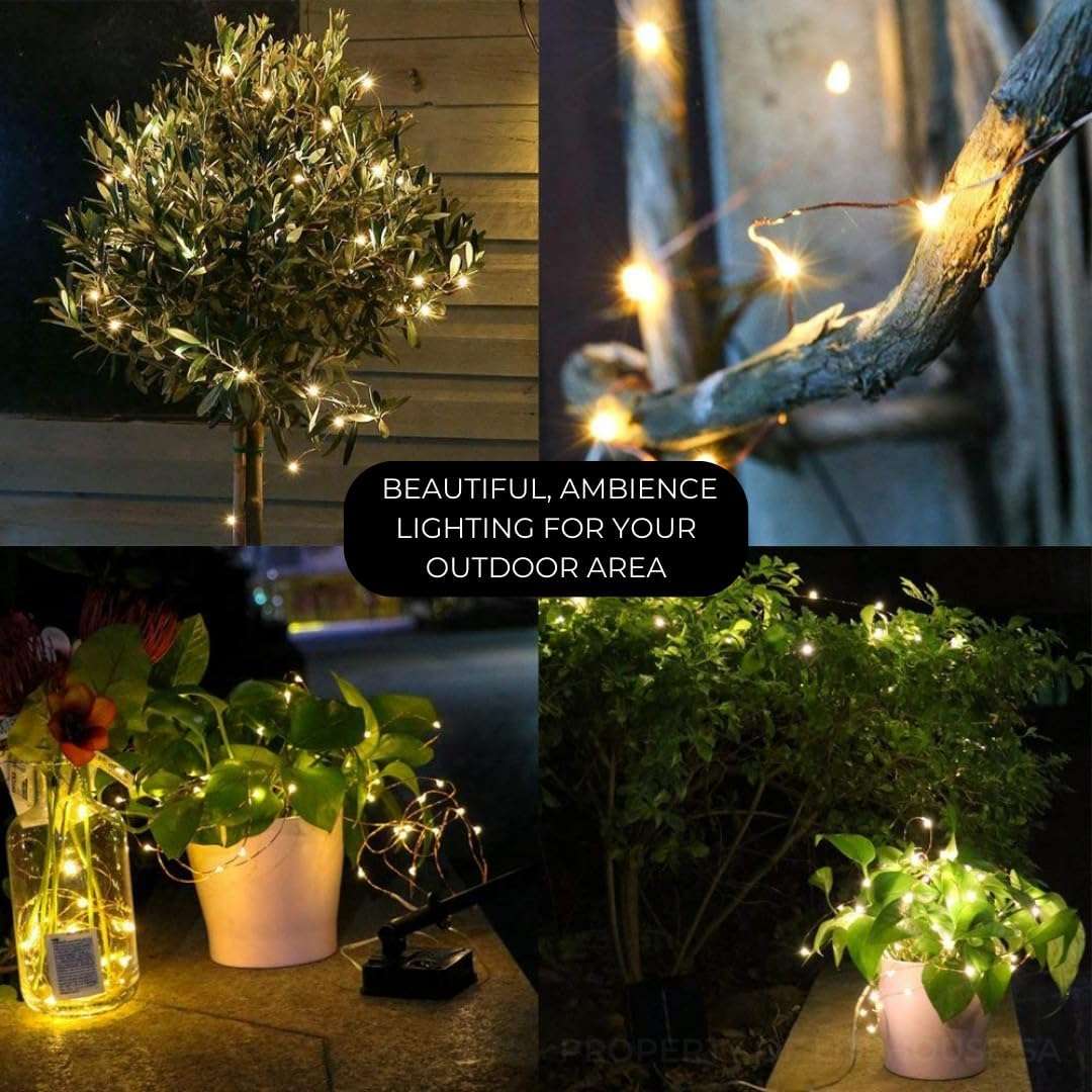 10M Outdoor Solar LED Light Waterproof Copper Wire Fairy Light Balcony Garden Decorative Trees
