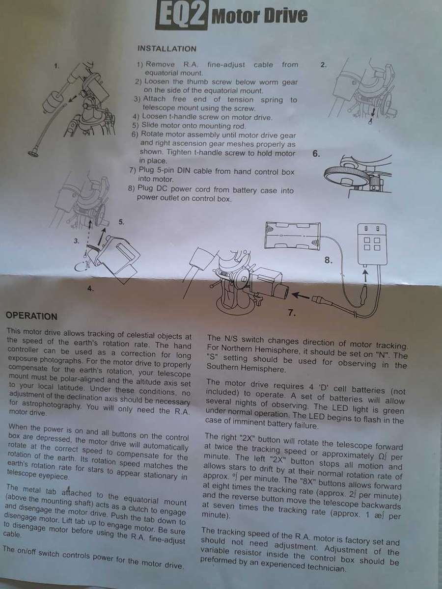 Sky Watcher EQ2 R/A clock drive