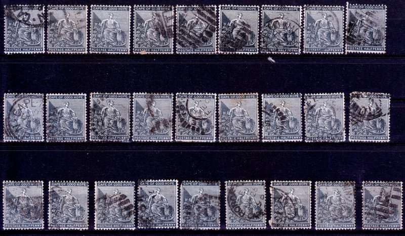 South Africa,COGH,Scott #27,1884/90,VFU,27 stamps,CV$6.75