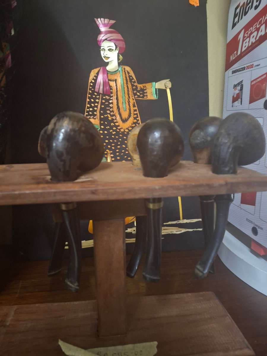 Wooden pipes on stand