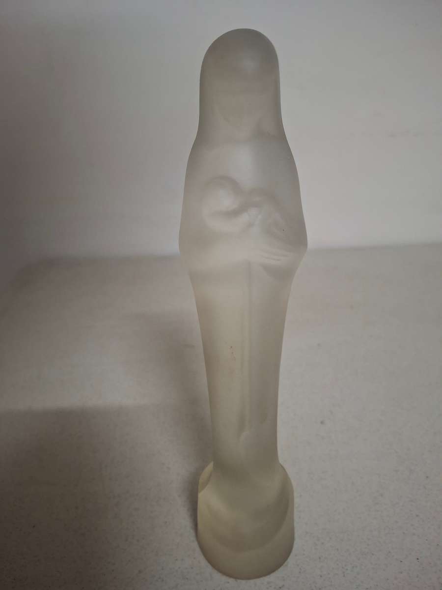 art deco frosted glass morther of mary and baby jesus