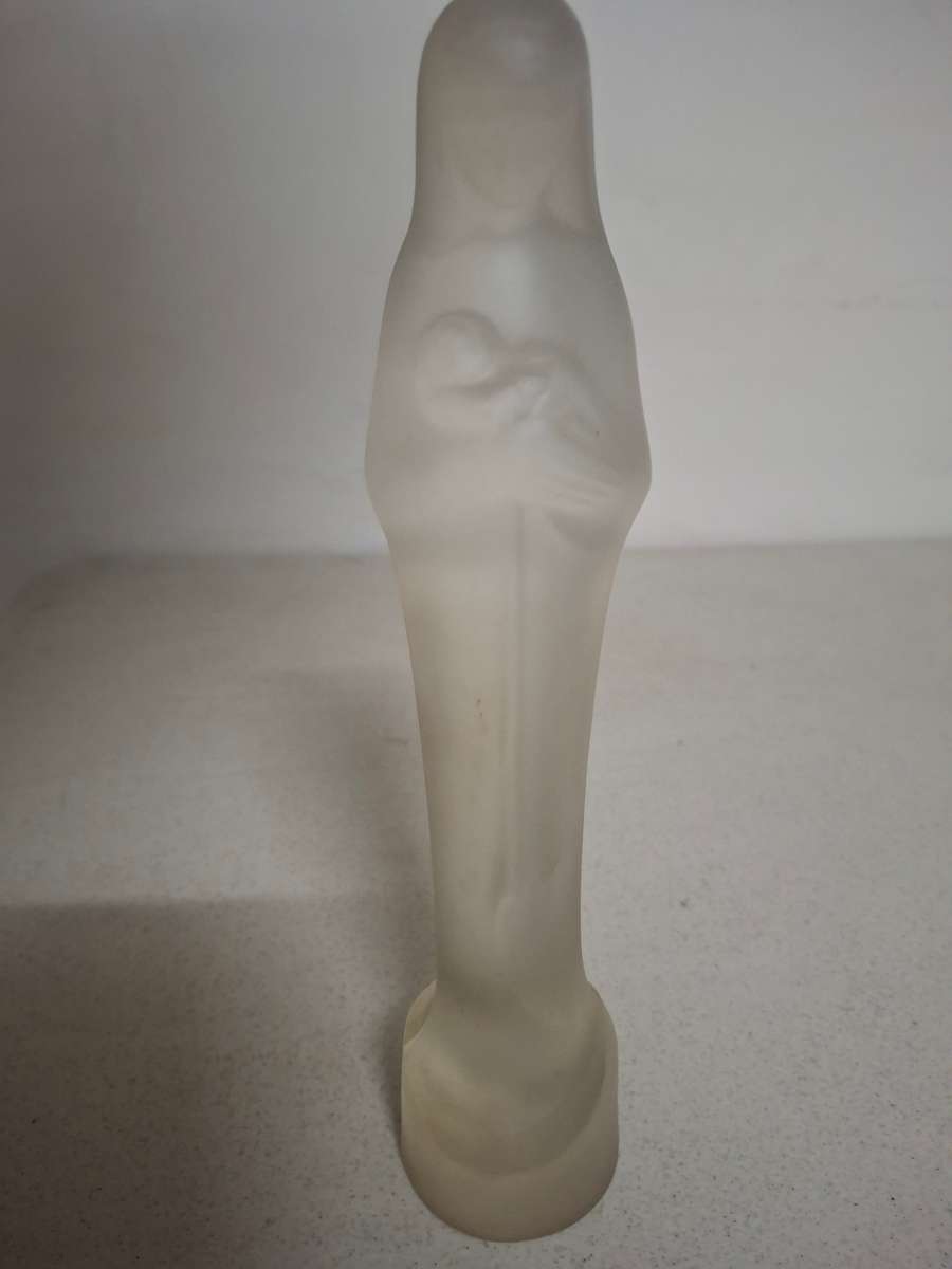 art deco frosted glass morther of mary and baby jesus