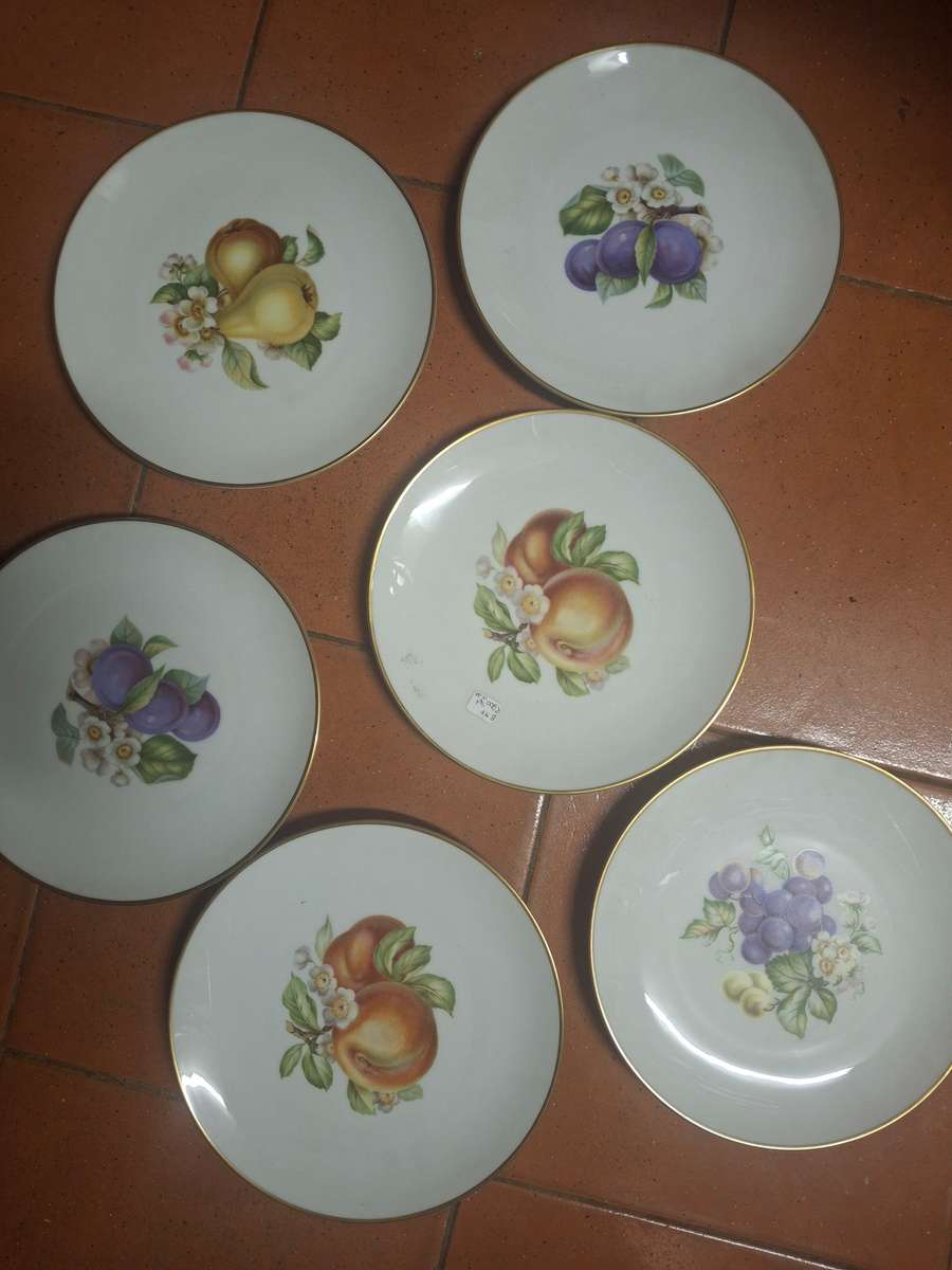 Six fruit scence porcelian plates