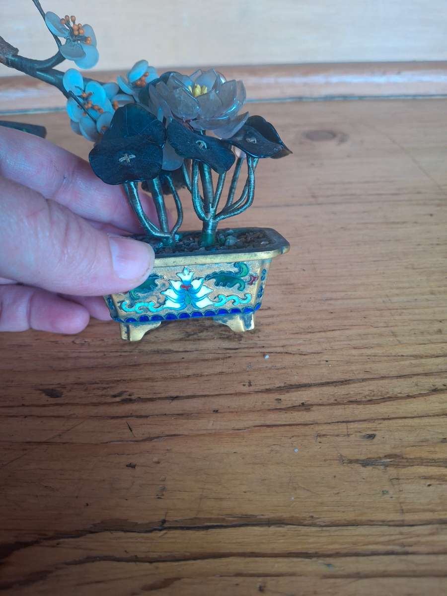 Two chiense trees with cloisonne pots