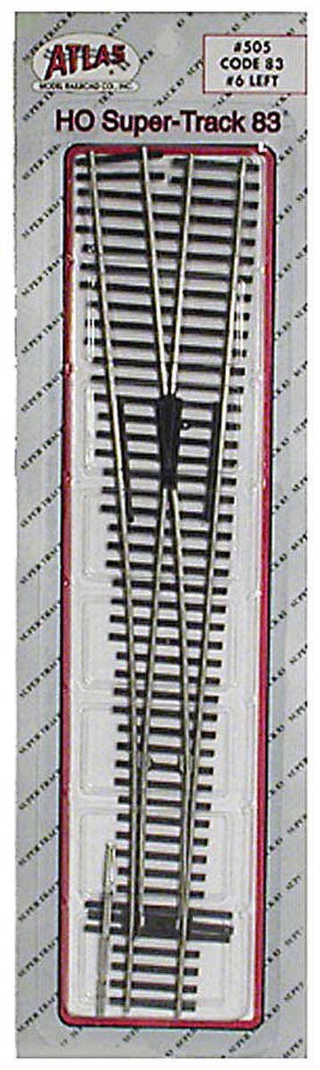 ATLAS: HO SUPER-TRACK CODE-83 #6 TURNOUT LEFT #505