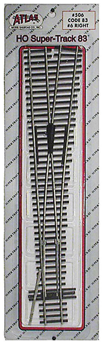 ATLAS: HO SUPER-TRACK CODE-83 #6 TURNOUT RIGHT #506