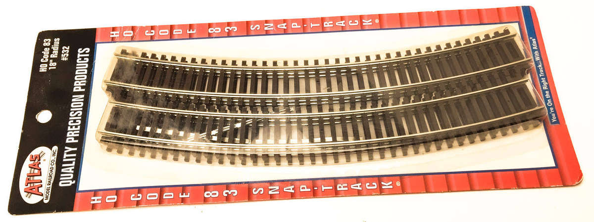 ATLAS: HO CURVED TRACK CODE-83 - 18" RADIUS #532 (6 TRACKS PER PACK)