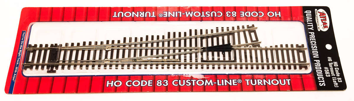 ATLAS: HO CODE-83 #6 CUSTOMLINE TURNOUT LEFT #563