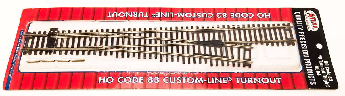 ATLAS: HO CODE-83 #6 CUSTOMLINE TURNOUT RIGHT #564