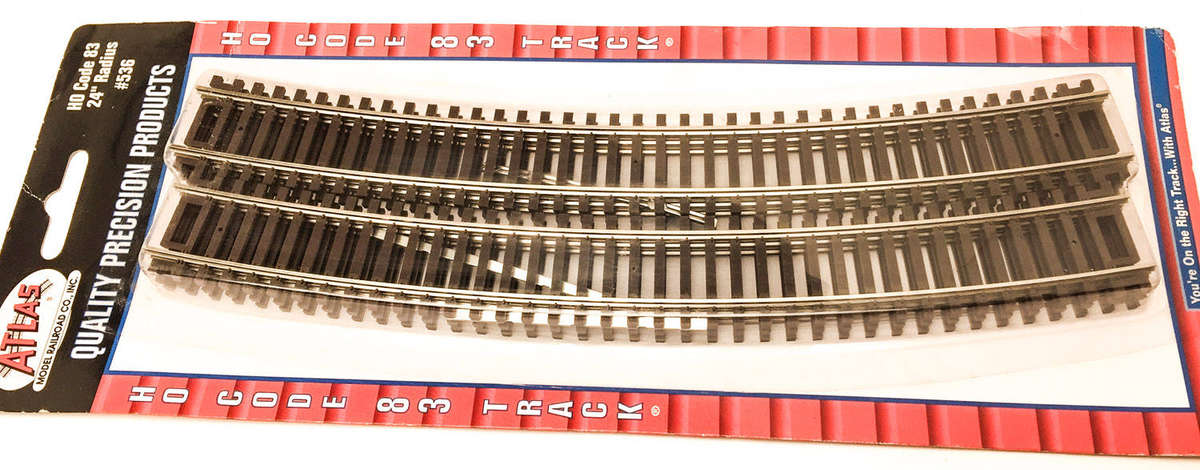 ATLAS: HO CURVED TRACK CODE-83 - 24" RADIUS #536 (6 TRACKS PER PACK)