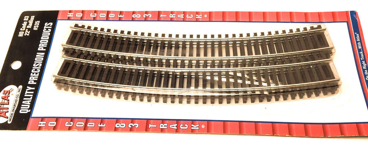 ATLAS: HO CURVED TRACK CODE-83 - 22" RADIUS #535 (6 TRACKS PER PACK)