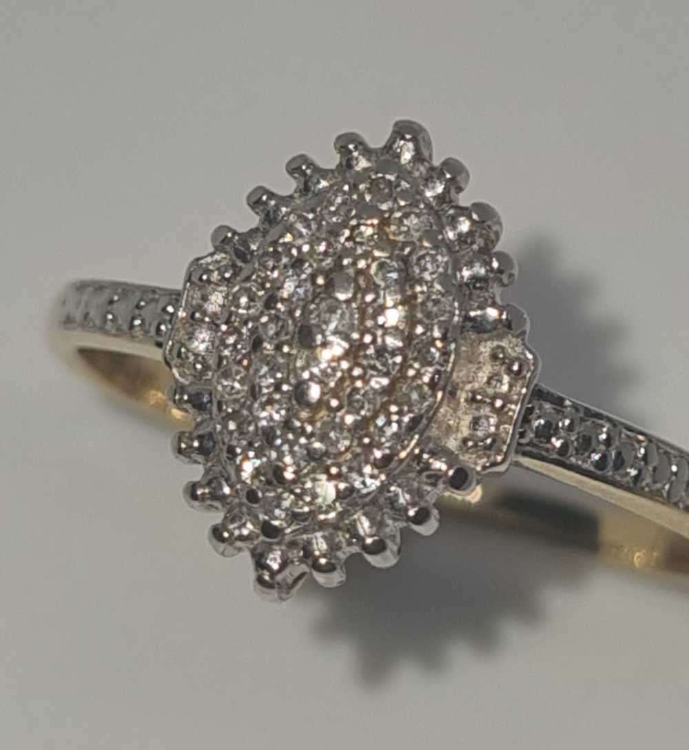 9ct Yellow Gold and Diamond Cluster Ring