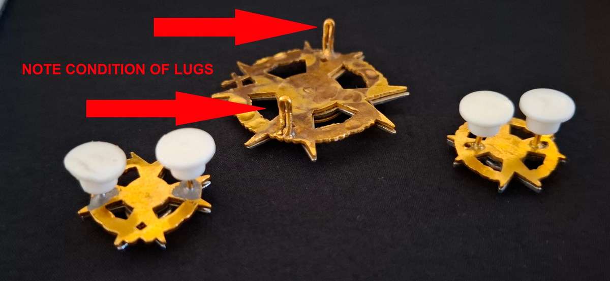 South African Corps of Chaplains Cap And Collar Badges, Christian ---- NOTE Cap Badge Lugs -- E89