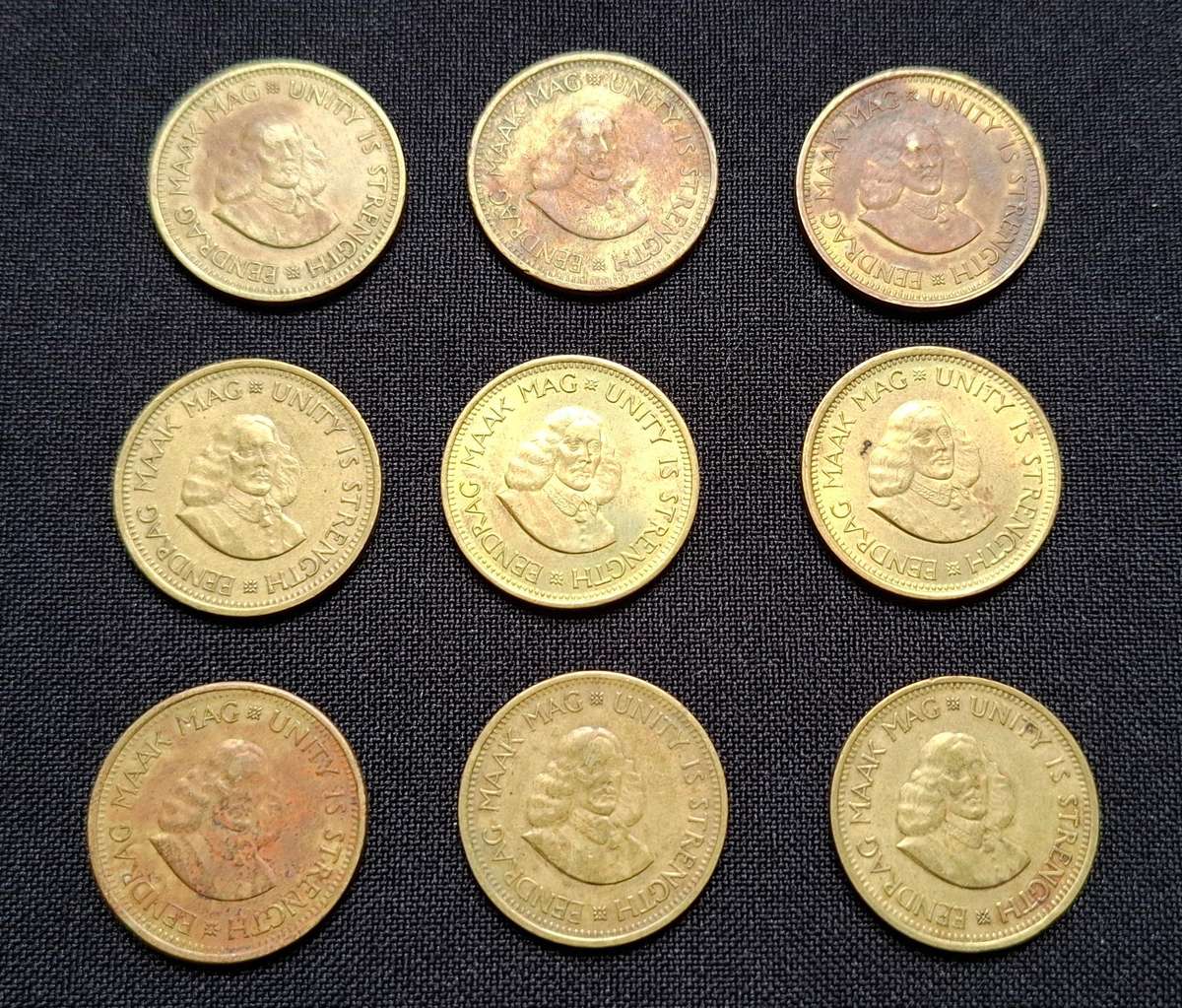 RSA Half Cent Lot ( Fist Decimal )   --- One Bid For The Lot Of 9 Coins                        ( E )