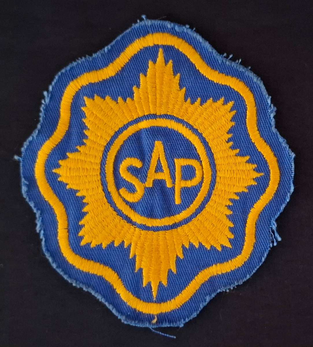 South African Police "SAP" Embroidered Cloth Patch                E149