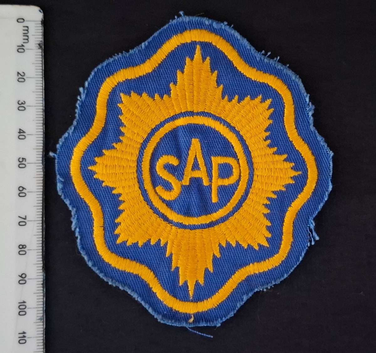 South African Police "SAP" Embroidered Cloth Patch                E149