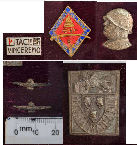 ITALIAN FASCIST   MEDAL AND BADGE Collection In Frame