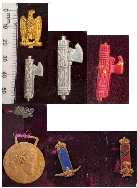ITALIAN FASCIST   MEDAL AND BADGE Collection In Frame