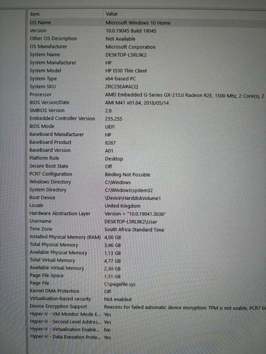 HP T530 Thin Client 16GB SSD 4GB RAM