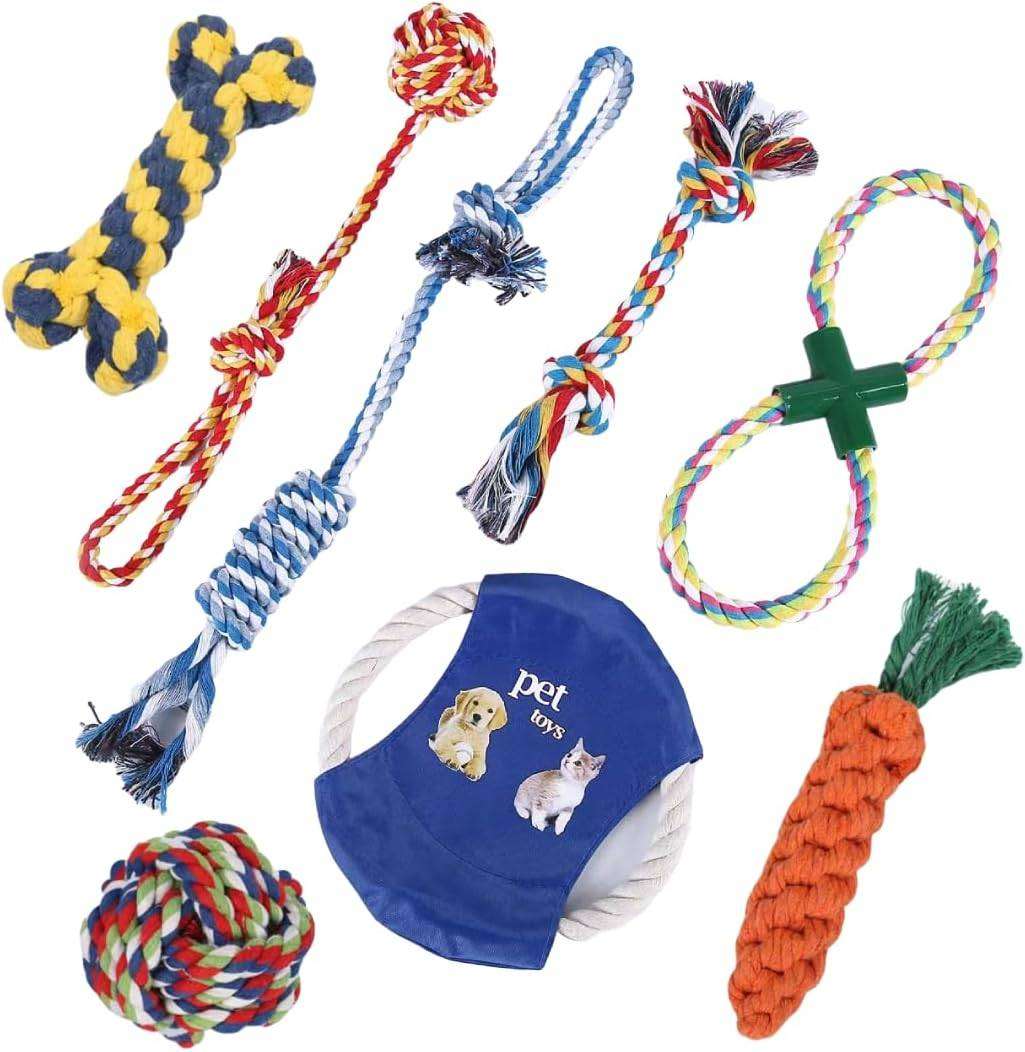 8 Pack Dog Chew Toys for Puppy Teething Dog Rope Toy for Aggressive Chewers