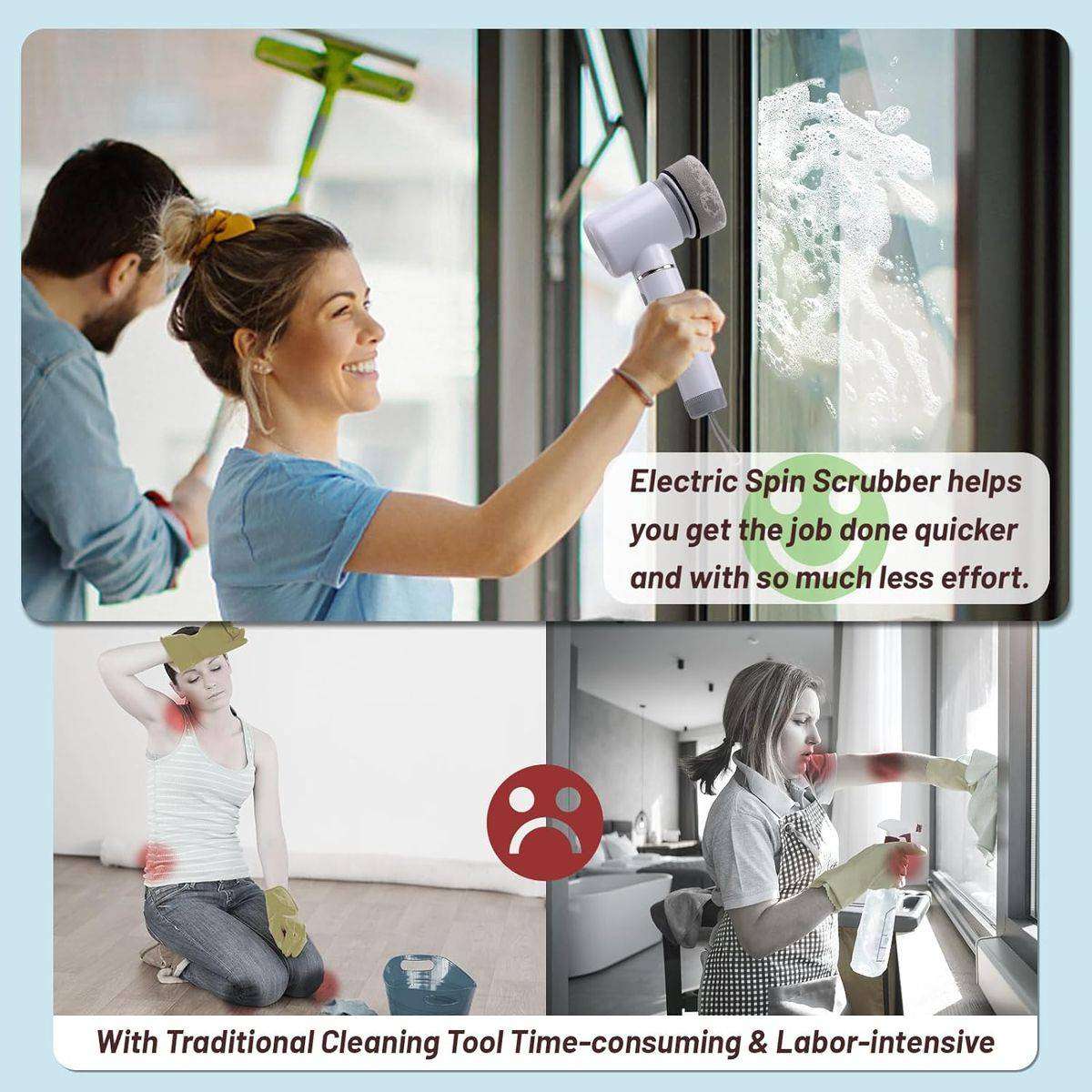 Cordless Spin Scrubber With 6 Interchangeable Brush Heads