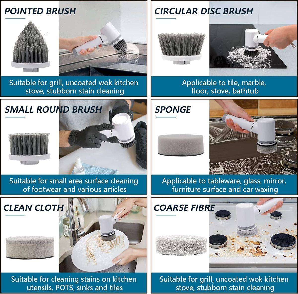 Cordless Spin Scrubber With 6 Interchangeable Brush Heads