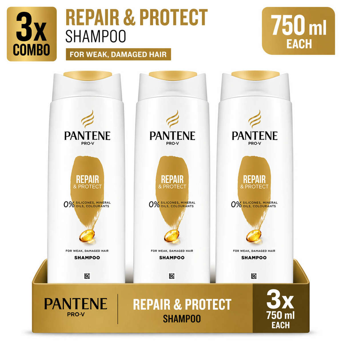 Pantene Repair and Protect Shampoo 750 ml - 3 PACK