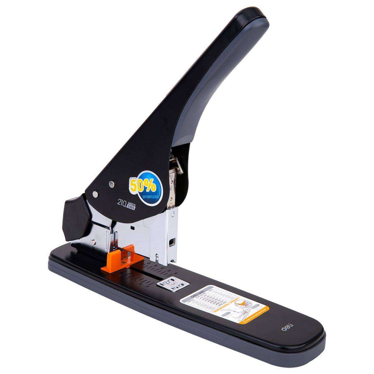 Deli Effortless Heavy Duty Stapler 210 Sheets 23/6 & 23/23 Black