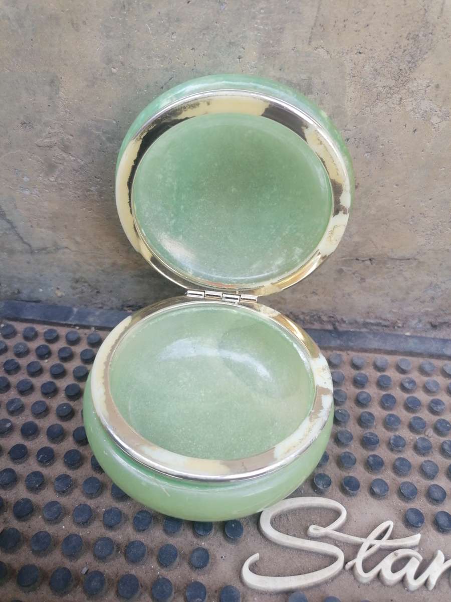 Vintage Genuine Alabaster Hand Carved Made in Italy Hinged Trinket Box